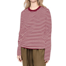 (M, Red) T-shirts rayés pour femmes, automne, col rond, manches longues, style streetwear tendance