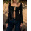 (L, Black) Women's Tie-up Front Tops Long Sleeve Square Neck Solid Color Split Shirts Spring Fall Blouses 4