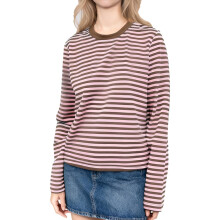 (S, Pink) T-shirts rayés pour femmes, automne, col rond, manches longues, style streetwear tendance