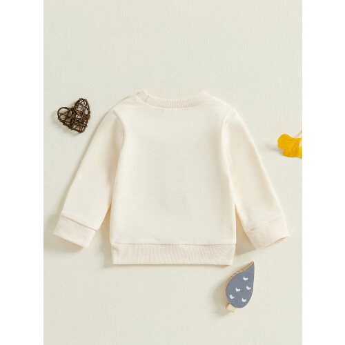 (6-12 Months, Beige) Φούτερ για Κορίτσια με Μακρυμάνικο και Κέντημα Λουλουδιών 1