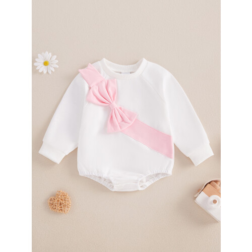 (6-12 Months, White) Φούτερ με κουκούλα και τρισδιάστατο φιόγκο για μωρά κορίτσια 2