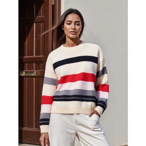 (S, Multi-color) Γυναικείο ριγέ casual χειμώνα, φθινόπωρο 1