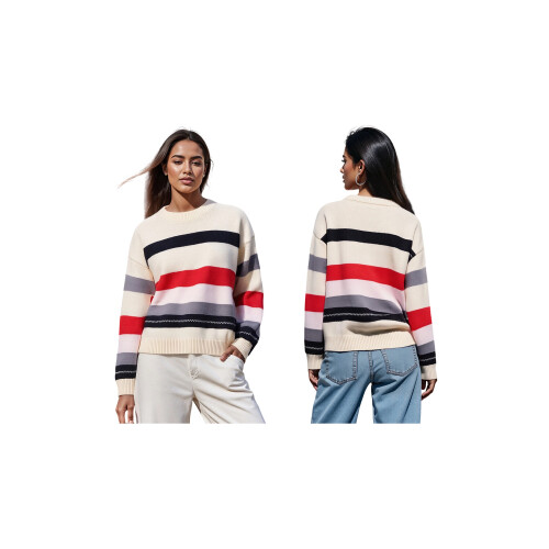 (XL, Multi-color) Γυναικείο ριγέ casual χειμώνα, φθινόπωρο 1