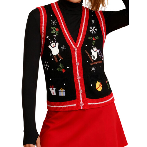 (S, Black) Χριστουγεννιάτικο γυναικείο γιλέκο casual καθημερινά