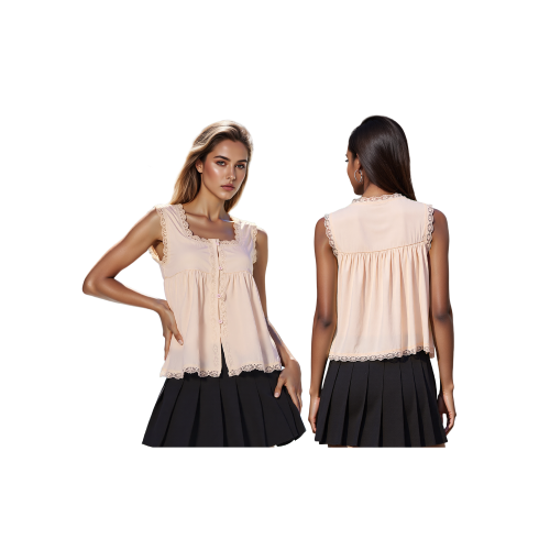 (L, Pink) Γυναικείο αμάνικο τοπ καλοκαιρινό streetwear 1
