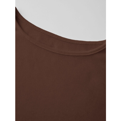 (S, Dark Brown) Womens Long Sleeve Tops Fall Crew Neck Casual Solid Color See Through Pullover Base Layer Shirts 2