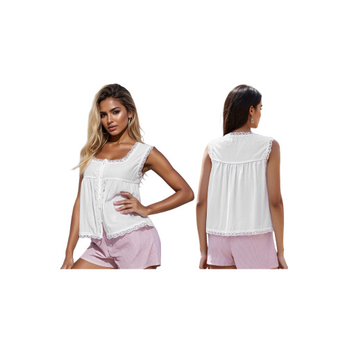 (M, Ivory) Γυναικείο αμάνικο τοπ καλοκαιρινό streetwear 1