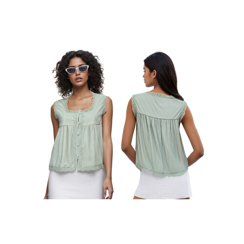 (S, Light Green) Γυναικείο αμάνικο τοπ καλοκαιρινό streetwear 1