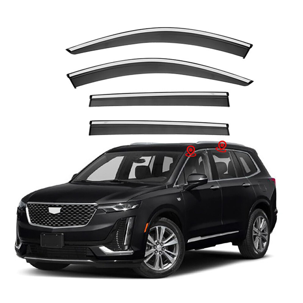 Wind Deflectors Allweather Rain Guards With Tint 4Pcs For Cadillac Xt6 20192024 Dark 9169991203027