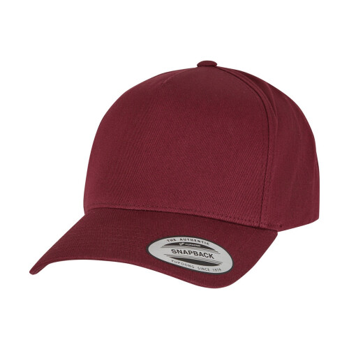 (One Size, Maroon) Flexfit By Yupoong 5 Panel Classic Snapback Cap