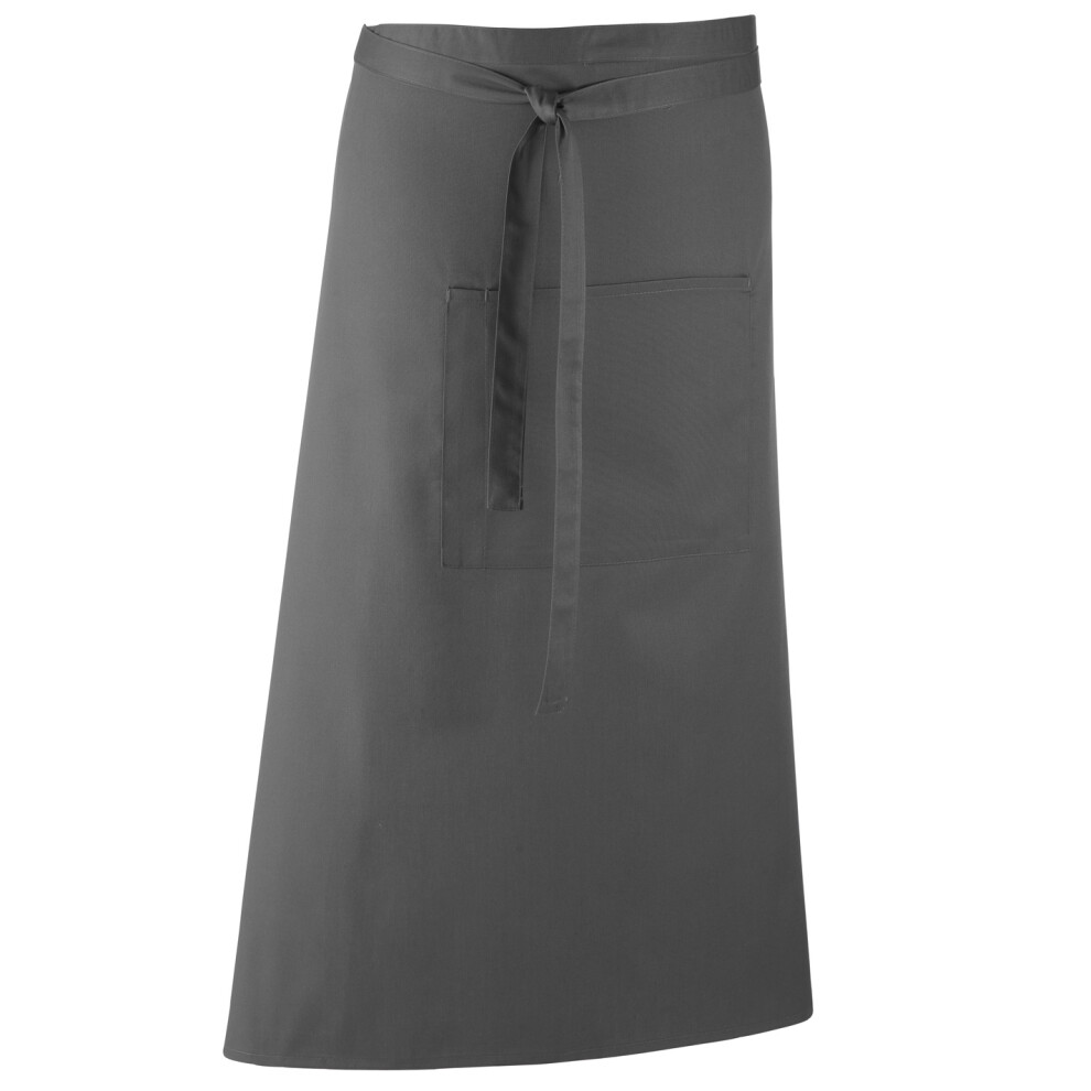 Premier (One Size, Dark Grey) Unisex Colours Bar Apron / Workwear (Long Continental Style) (Pack Of 2)