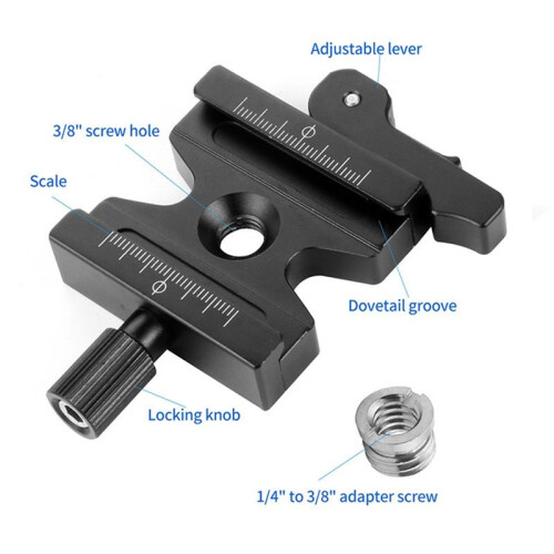 CL-50LS Double Lock Mounting Plate Camera Clamp Quick Release Plate Clamp Adjustable Knob Adapter for Tripod