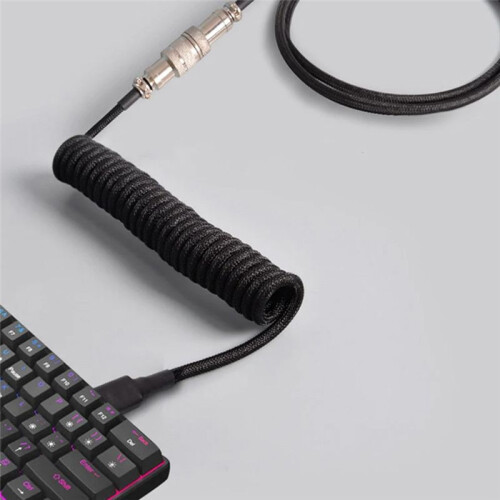 Mechanical Keyboard Adapter Coiled Cable TypeC Phone Charging Cord USB Keyboard Aviation Connector Wire for Desktop PC,A 2