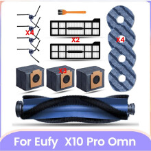 15PCS Replacement Accessories for X10 Pro Omni Vacuum Cleaner Parts Roller Side Brush Filter Mop Pads Dust Bags