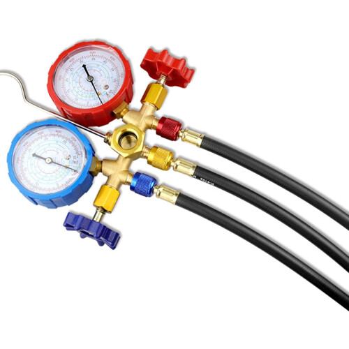 Professional Refrigerant Charging Hose Set for AC , ColorCoded 0.9M with Flow Control Valves 1