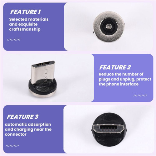 Round Magnetic Cable Plug Phone Android Magnet Charger Plug Micro-USB Fast Charging Adapter 1