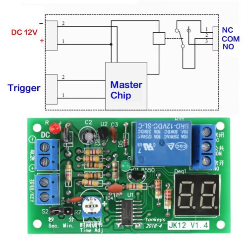 DC12V LED Display Countdown Timing Timer Delay Turn OFF Relay  Module 2