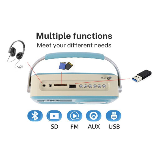 Rádio  Multifuncional Vintage com Design Retrô e Conectividade USB BT  FM AUX, Ideal para Casa e Escritório A 2