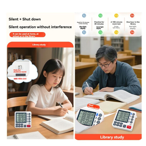 Magnetic 4-Channel 4-Group Timer LCD Display Timer Kitchen Cooking Experiment Milk Tea Learning Reminder 1