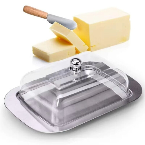 Butter Dish, Stainless Steel Butter Dish with Lid - Solid Cheese/Butter Container - Butter Cheese Storage Box