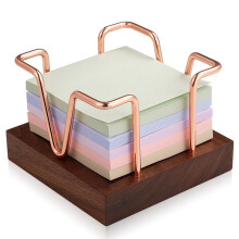 Wood Sticky Note Holder, 3 X 3 Inch Self-Stick Note Memo Pad Holder for Desk, Notepad Dispenser for School Office