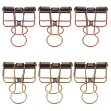 6 Pcs Vintage Metal Binder Clips Set with Hollow Handles for Office Paper Organization and Bag Sealing