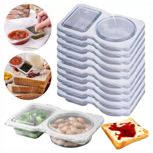 20 PCS Snack Containers with Lid Leakproof Dipping Containers with 2 Compartments Reusable Snack Containers 2