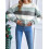 (XL, Light Green) Γυναικείο Ριγέ Πουλόβερ Στρογγυλή Λαιμόκοψη 4