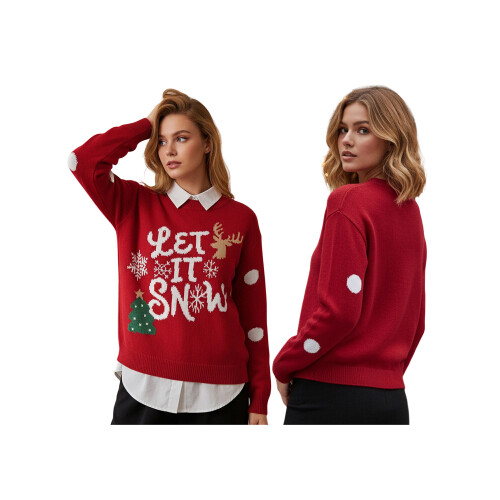 (XL, Red) Γυναικείο Χριστουγεννιάτικο Πλεκτό Χριστουγεννιάτικο Δέντρο 1