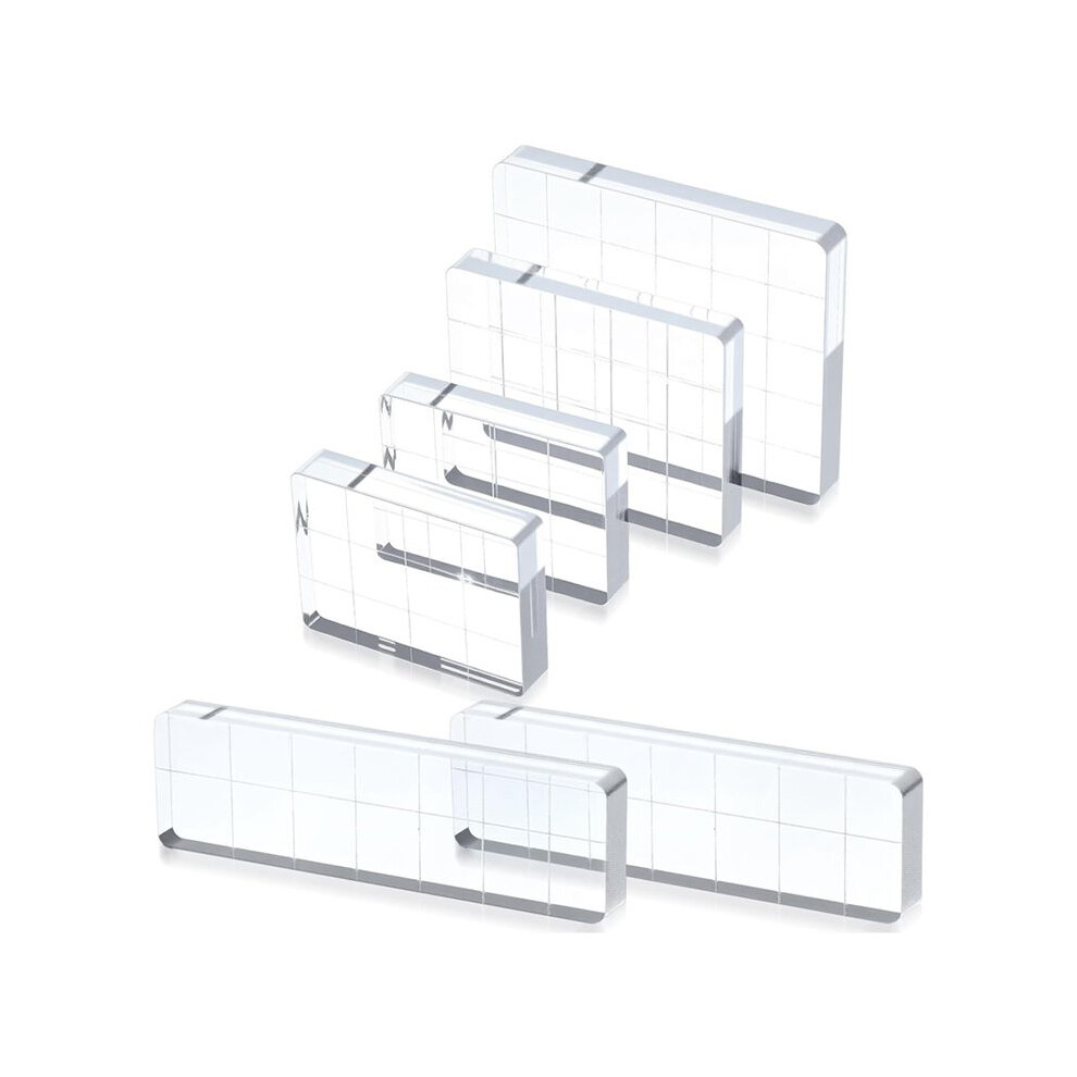6 Pcs Acrylic Stamping Blocks,Clear Acrylic Stamp Block,Acrylics Blocks For Stamping,With Grid Lines For Crafts 4713908241395