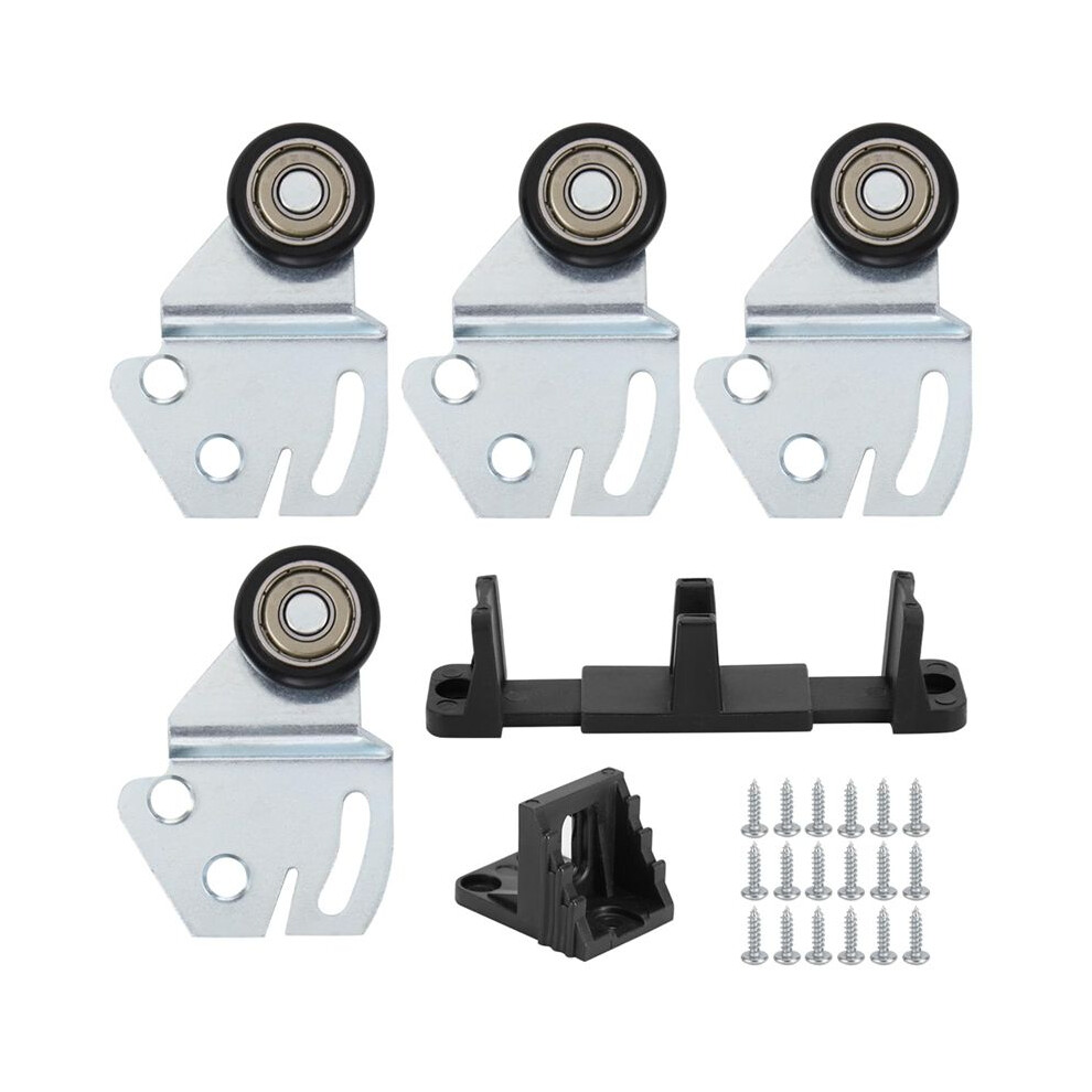 Sliding Closet Door Roller Kit - Top Hung Door Replacement Hardware with 1-Inch Convex  Bearing Wheels