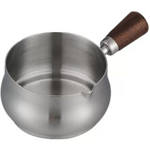 Tasse à Mesurer pour Expresso, 180 Ml, en Acier Inoxydable, avec Poignée en Bois, pour Préparer des Sauces, Réchauffer des Soupes A