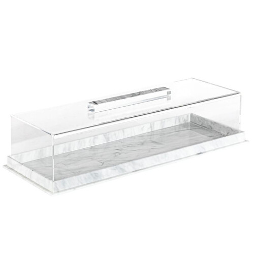 Rectangular Serving Tray with Lid Marbleized Grain Rectangular Cake Stand Acrylic Cake Holder Rectangle Pastry Display
