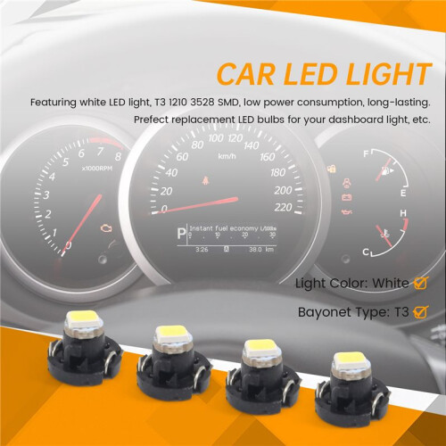 4pcs T3 White 1210 3528 SMD LED Dashboard Dash Light Lamp Bulb for Car 1