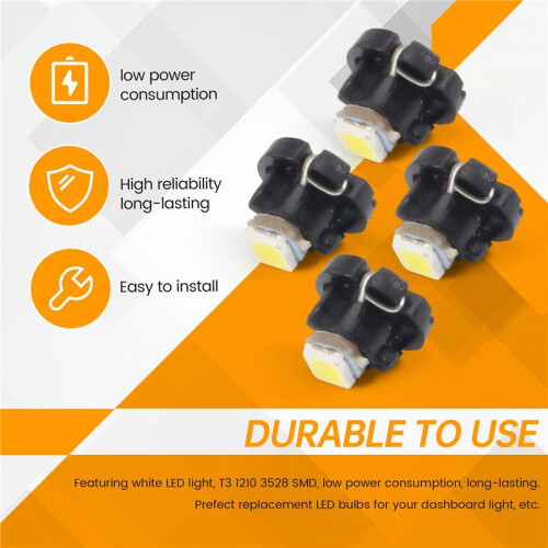 4pcs T3 White 1210 3528 SMD LED Dashboard Dash Light Lamp Bulb for Car 2