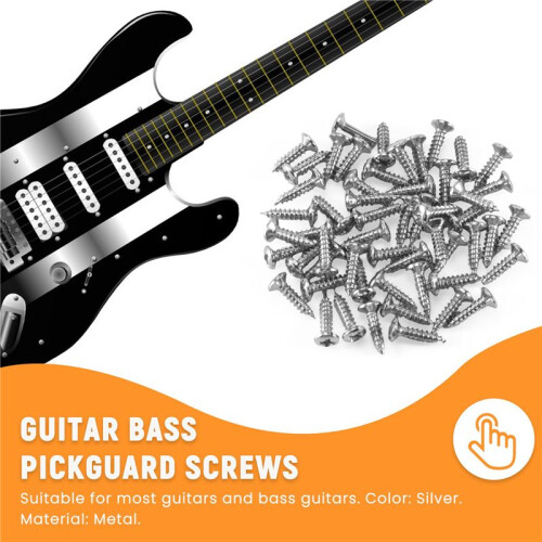 50X ŚRUBY Gitara Basowa CzęśCi do Podstawek Pickguard, Srebrny 2