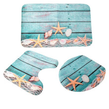 Strand Schelpen Zeester Zand Badmat Vakantie Zomer Badkamer Tapijt Antislip 3-Delige Toiletmat Set Zeester Vloer