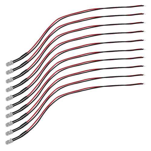 10Pcs 5mm Pre-Wired Diffused LED Diodes Light 20ma  3-6V White