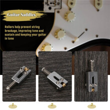 6 Roller Bridge Tremolo Saddles With Wrench For  Strat Tele Electric Guitar Chrome Color