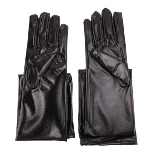 Long gloves in leather optics One Size Black - Black
