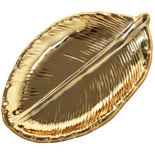 Decorative Gold Leaf Ceramic Plate Dish Porcelain Candy Trinket Dish Jewelry Fruit Serving Tray Storage Plate Crockery Tableware