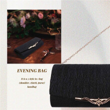 Women Evening Bag Party Banquet Glitter Bag For Women Girls Wedding Clutches Handbag Chain Shoulder Bag(Black)