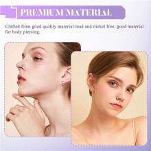 60Pcs Stainless Steel Nose Studs Rings Piercing Pin Body Jewelry 22G 1.5mm 2mm 2.5mm