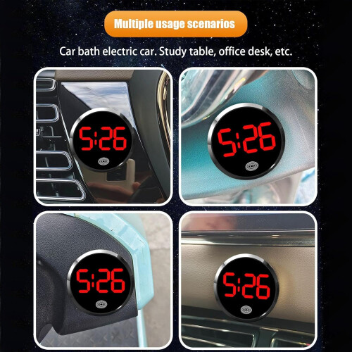 Car Dashboard Clock with Touch Activation, Small Digital Clock for Car Air Vent, Durable Design 2