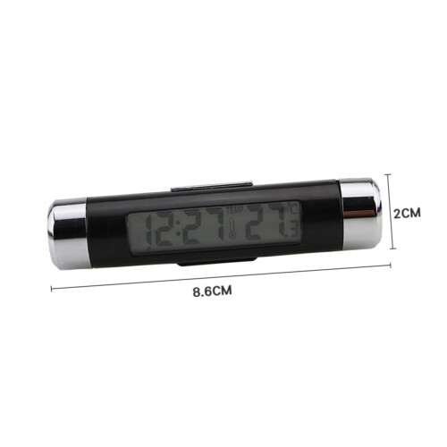 Car Digital Thermometer with Clock LCD Dual Display Blue Backlight for Dashboard Use 2