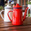 1.1L Enamel Coffee Pot Hand Tea Kettle Induction Cooker Gas Stove Universal Red 9