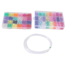 Beads, 1,900 Pcs 9mm Beads Set in 24 Colors with Elastic String for Bracelet Jewelry Making