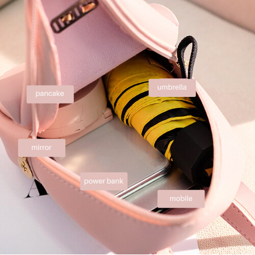 Backpack Small Diagonal Bag Leather Backpack Cute Bow Backpack Ladies Wallet 2