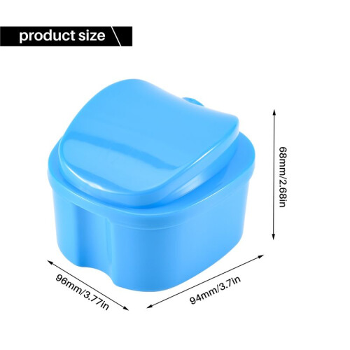Denture Case, Denture Cup with Strainer, Denture Bath Box False Teeth Storage Box with Basket Net Container Holder for Travel 2