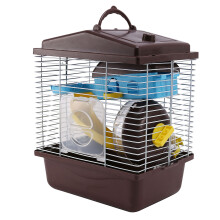 Pet Cage Hamster Cottage with Transparent Skylight Double Layer House for Hamster Golden Hamster Pet Coffe